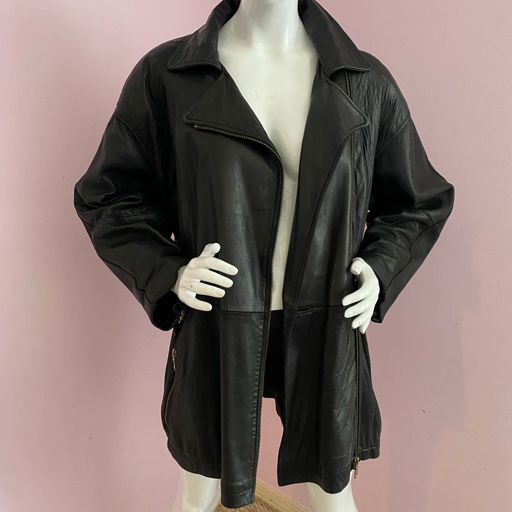 Vintage 80s Andrew Marc Leather Moto Jacket SMALL Boyfriend Black Henri Bendel